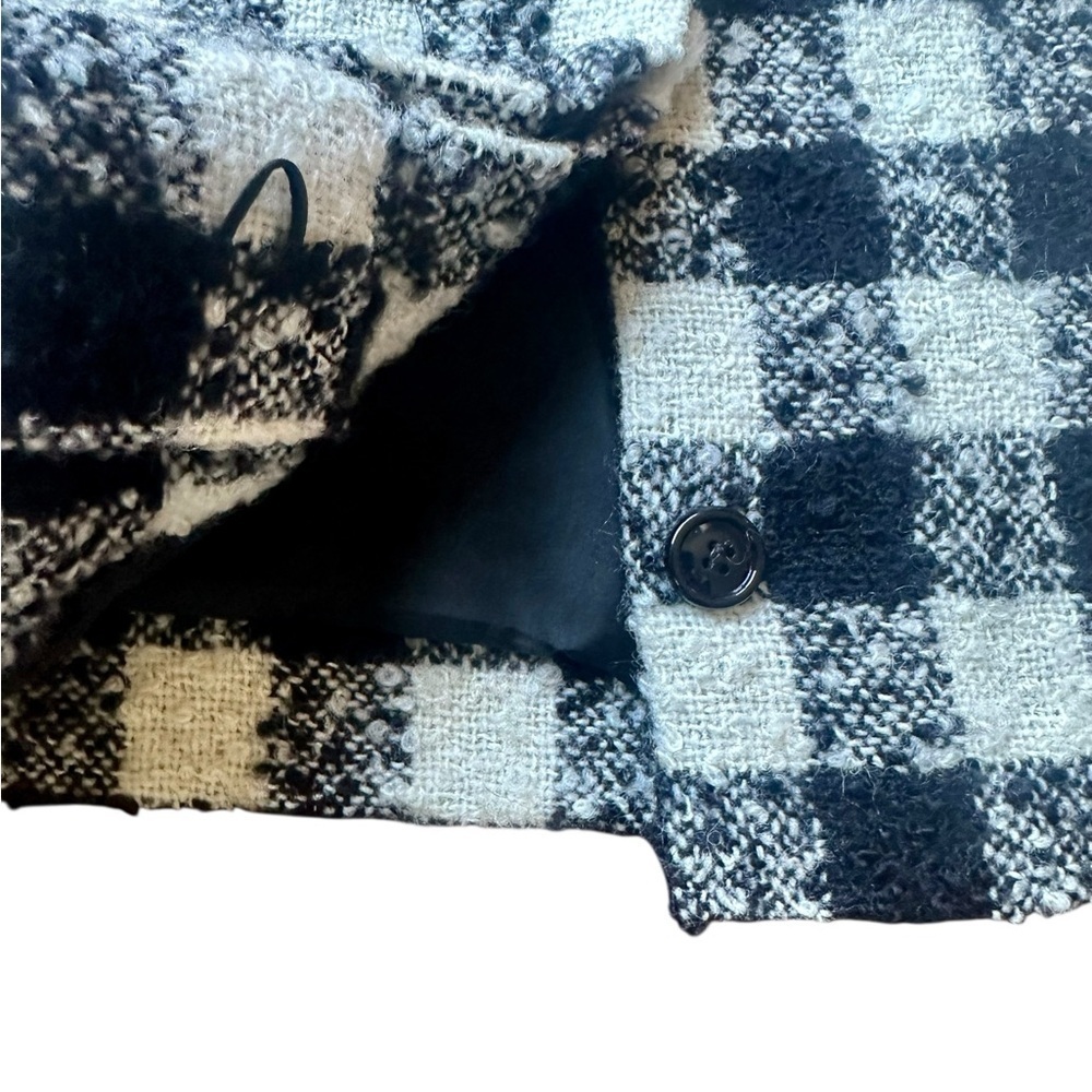 Valentino Boutique Wool Tweed Check Pencil Skirt Velvet Bow Detail Made Italy - Picture 8 of 12
